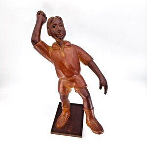 Vintage Italian Carved Wooden Male Figure 12" Tall READ